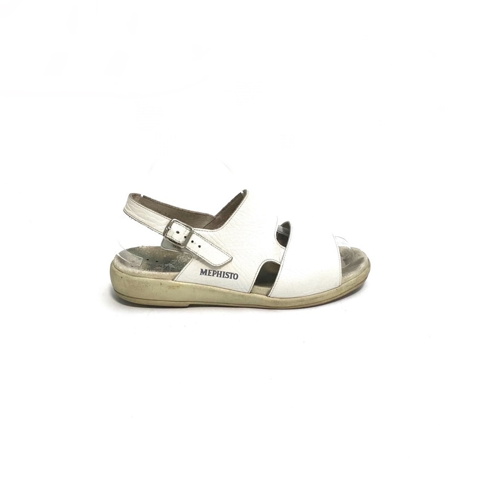 Vintage 1990s white pebble leather open toe slingback sandals